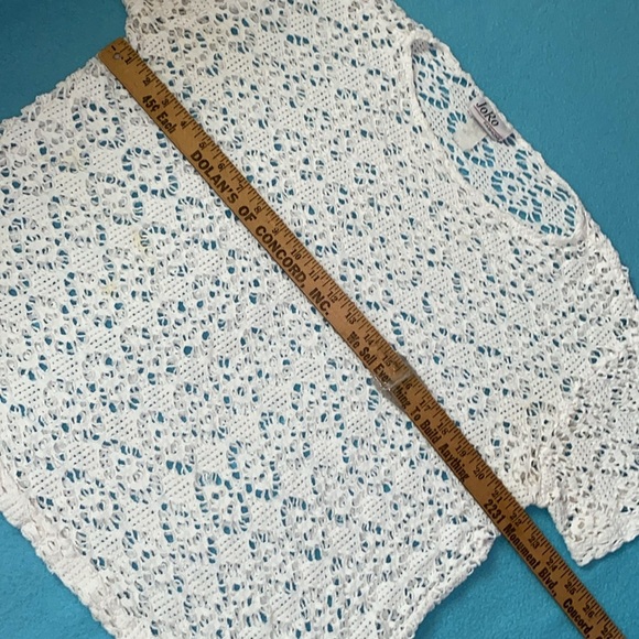 JORO FASHIONS crocheted floral pullover top short sleeve boho white size XL - Picture 5 of 8